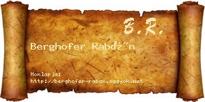 Berghofer Rabán névjegykártya